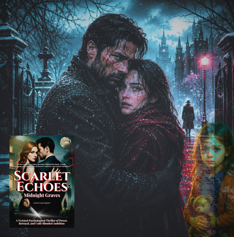 Scarlet Echoes: Midnight Graves psychological thriller book cover by Lena Lexington