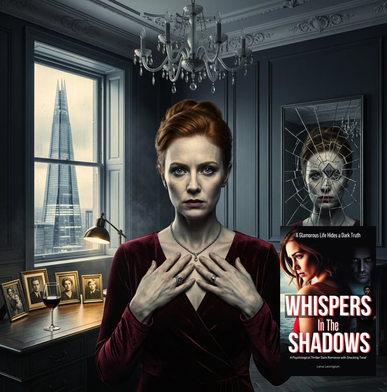 Whispers in the Shadows psychological thriller book cover by Lena Lexington