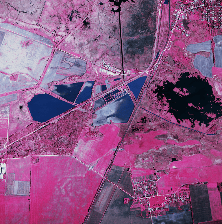 fotogrammetria CIR (hamis színes) légifelvétel, ortofotó