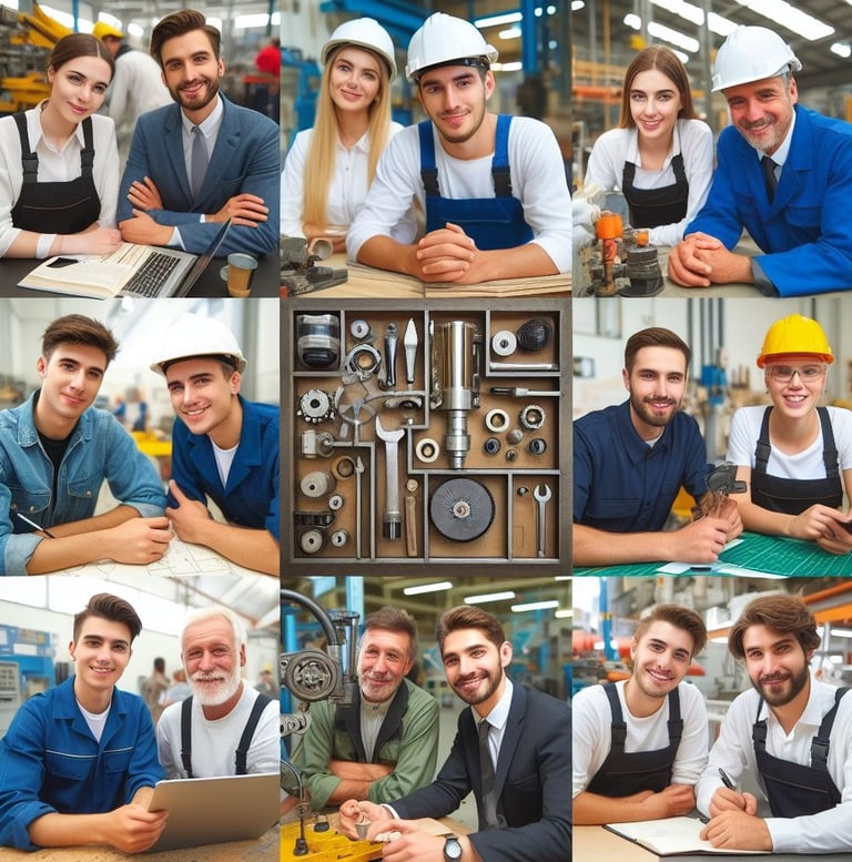 Individuals acquiring new skills through hands-on training