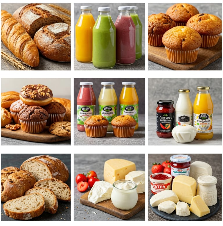 Floraceae natural dairy collection with milk, yogurt, and artisan cheese