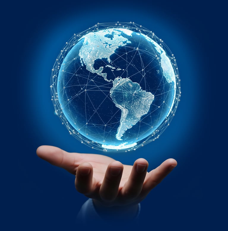 hand holding a globe