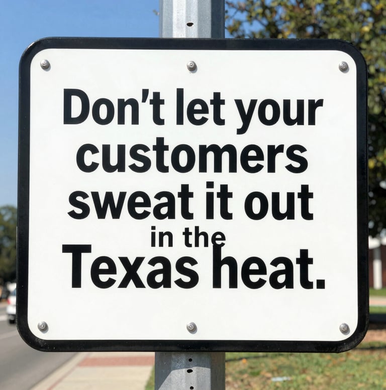 A friendly technician handing over a referral code card to a smiling customer.