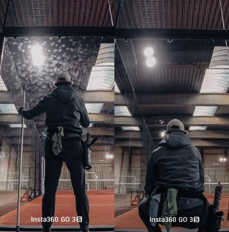 Photo vitres padel avant/après