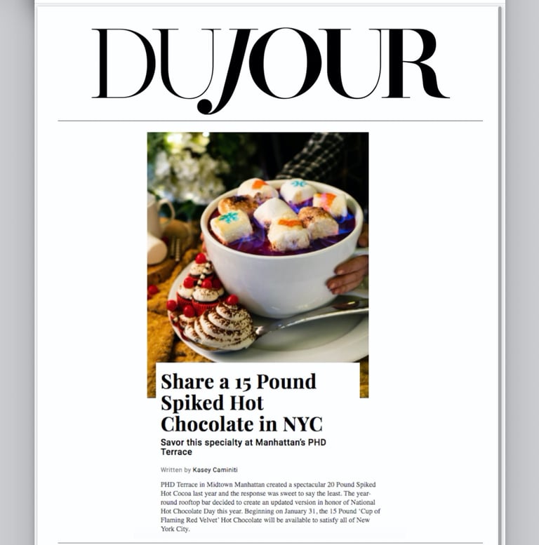 a magazine cover of a magazine with a cup of coffee and a dessert