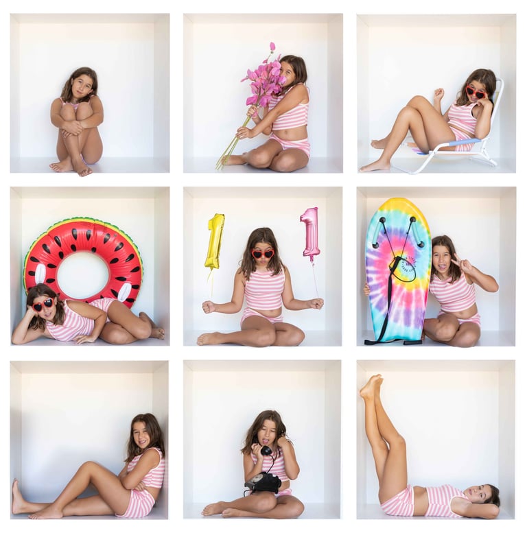 Fun birthday milestone portrait session for kids at In The Box Studio Perth