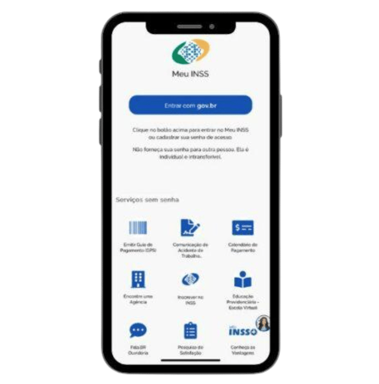 Celular com aplicativo MEU INSS - Salario Maternidade