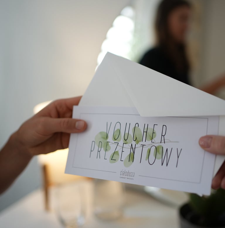 Voucher na masaż bon prezentowy Ciałodusza Gabinet masażu w krakowie