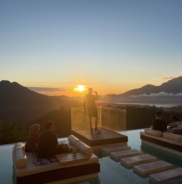 Wulkan Batur, Agung, Bali, wschód słońca