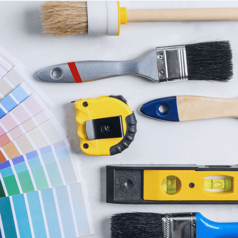 a variety of tools for painting and decorating