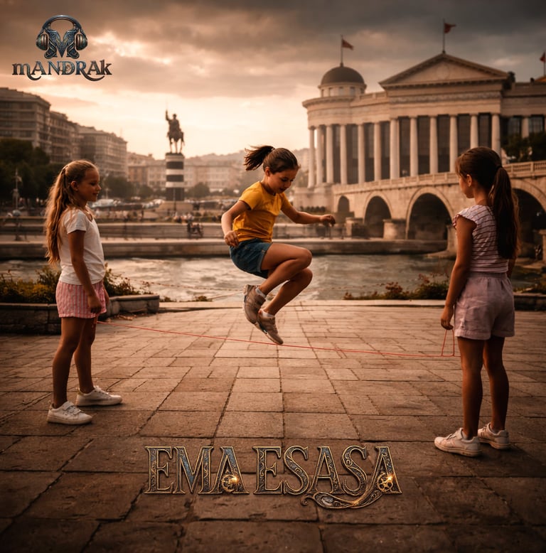 ema esasa by mandrak, kids playing french skipping game in Skopje Macedonia
