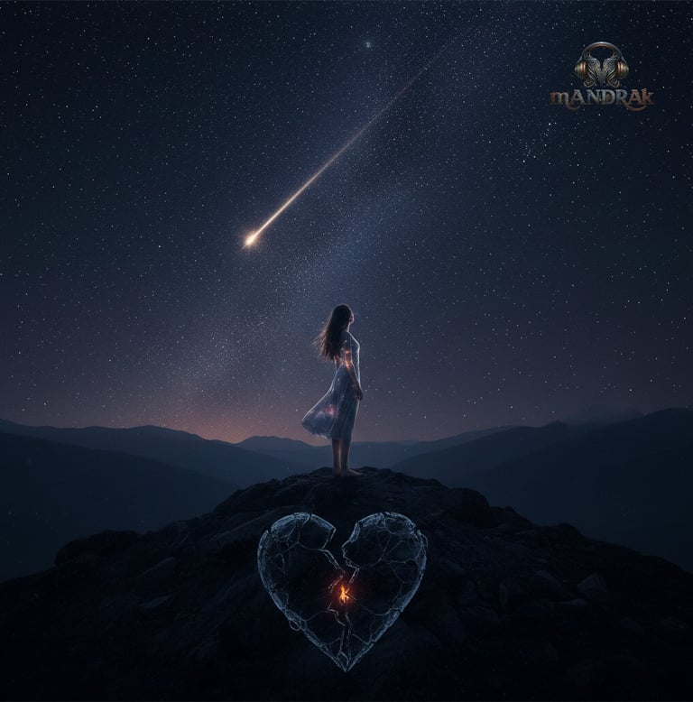 where are we going by mandrak, girl on top of a hill looking to the sky, star is falling,