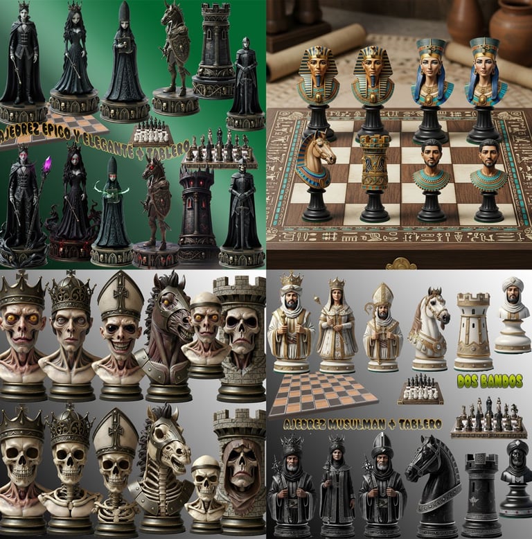 Catálogo de modelos 3D de ajedrez temáticos en formato STL para descargar e imprimir