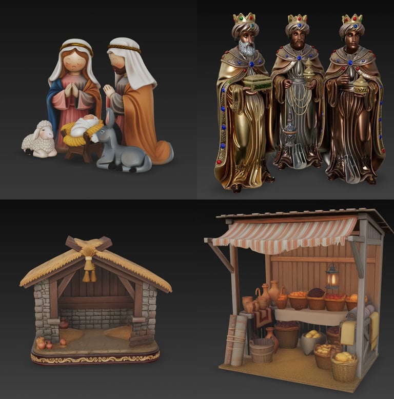 Coleccion y Catalogo de Modelos 3d sobre Belenes y Navidad listos para descargar e imprimir 