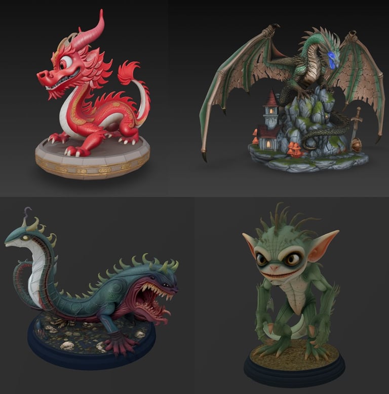 Catalogo y Coleccion de Monstruos y Dragones 3d STL listos para descargar e imprimir