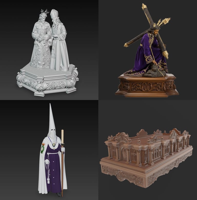 Modelos 3D STL de pasos de Semana Santa canastillas y maquetas cofrades