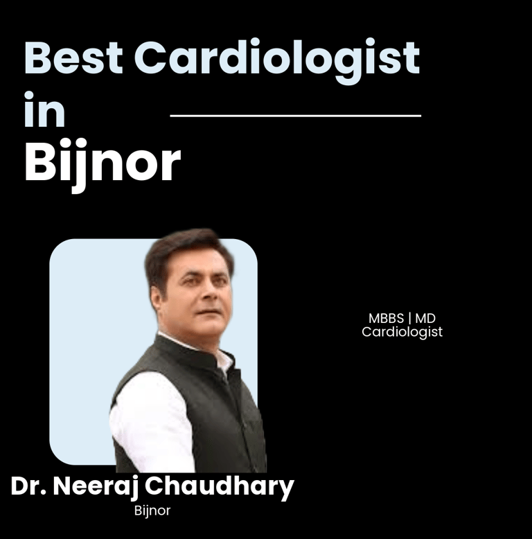 Flyer showing Dr. Neeraj Chaudhary as Best Cardiologist in Bijnor