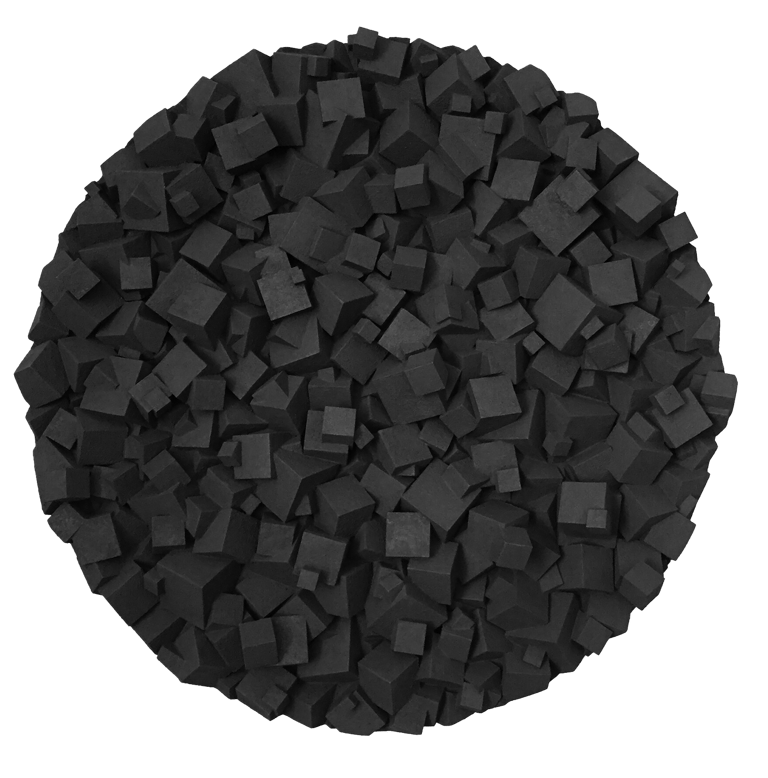 Sculpture murale ronde de la série Pyrite, cubes, monochrome noir