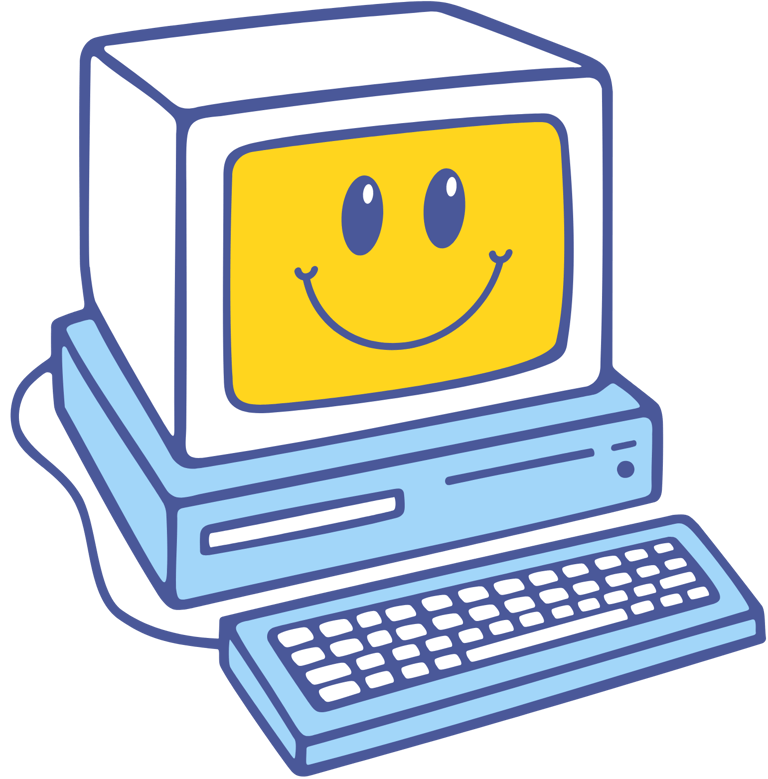 smiling computer logo