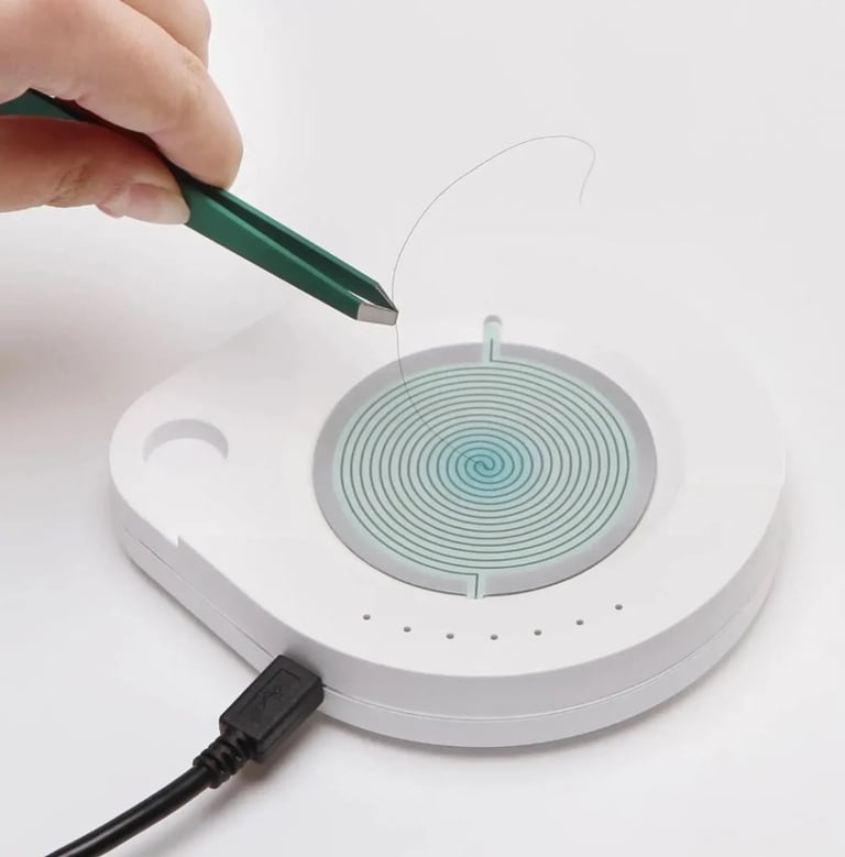 Hair sample being placed on epigenetic testing device