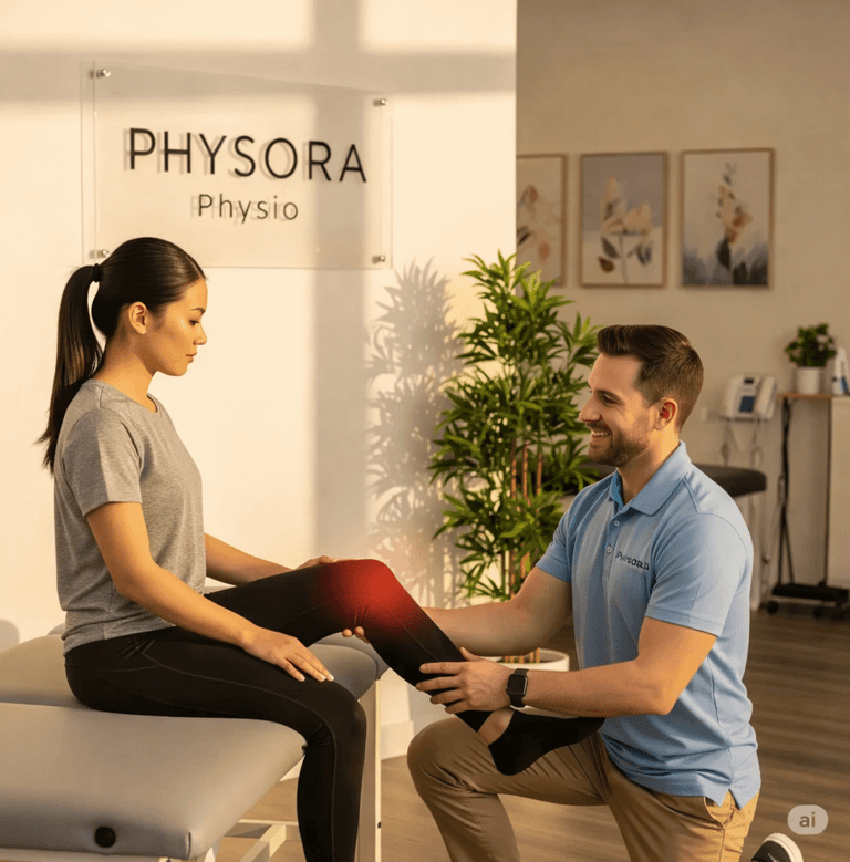 Knee pain physiotherapy treatment improving joint strength and movement