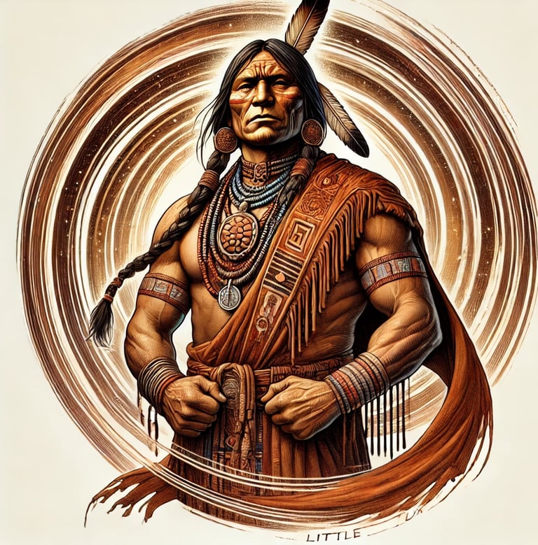 DALL·E 2024-09-01 17.06.23 - A powerful Native American male figure, dressed in traditional attire