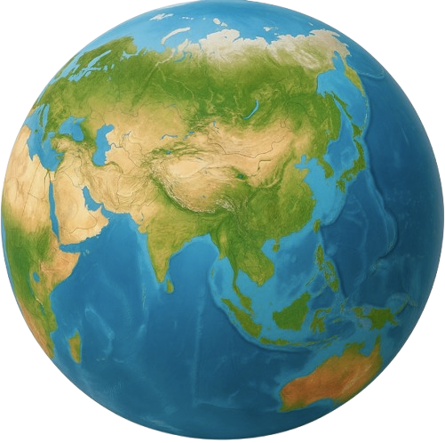 Zoom on Asia with Vietnamese flags marking Vietnam on the world globe