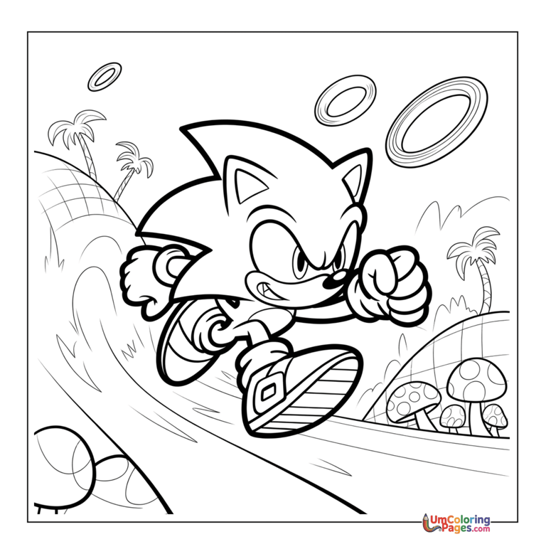 fast sonic cartoon coloring sheet