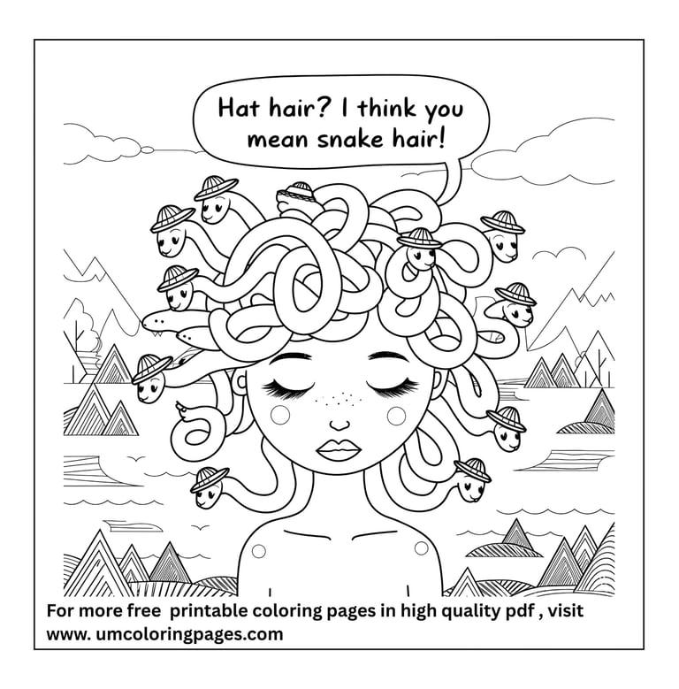 mythological medusa character coloring sheet