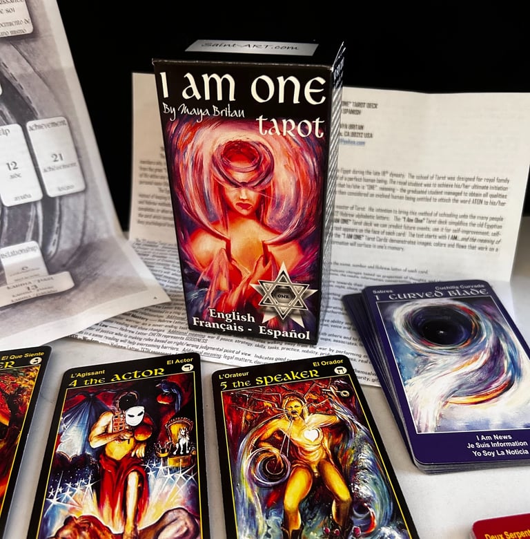 I Am ONE Tarot Deck 78 tarot cards instructions text and spiral map