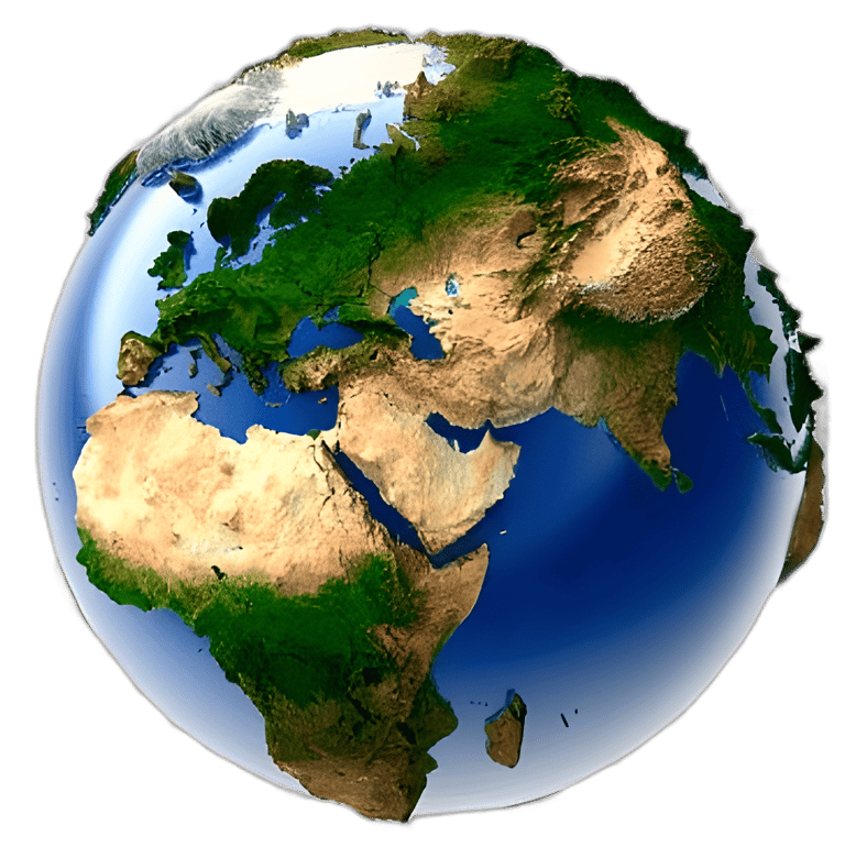 a globe map of the world showing the countries