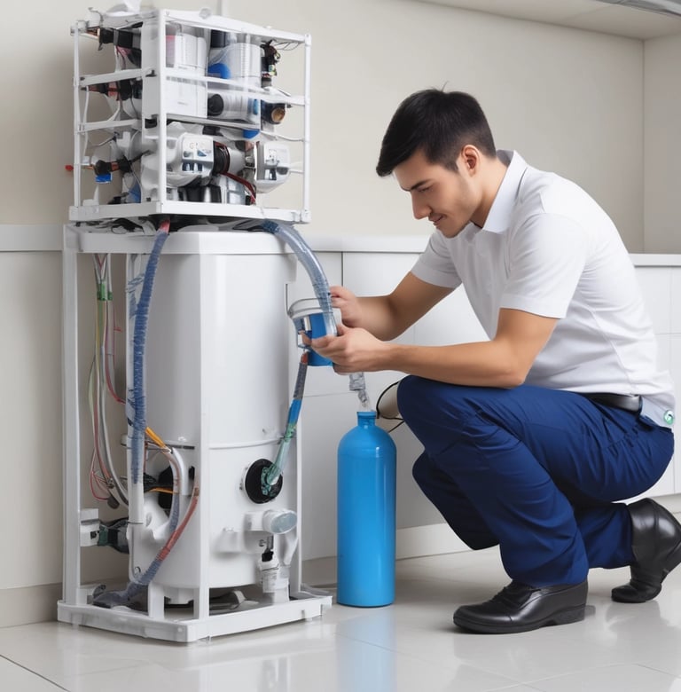 Professional team handling water purifier installation in Greater Noida with precision