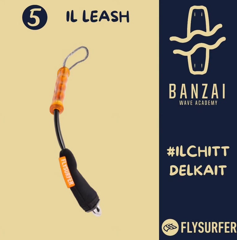 leash di sicurezza e di collegamento alla barra da kitesurf