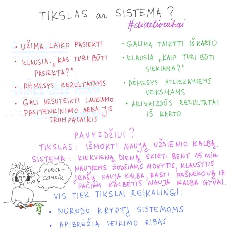 iliustracija apie sistemas ir tikslus 