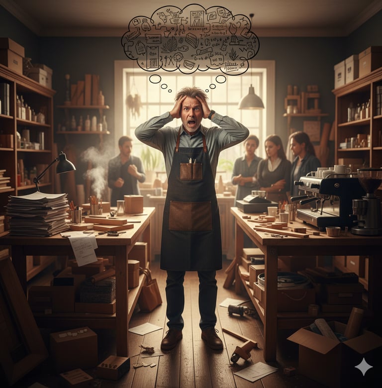 illustration artisan débordé