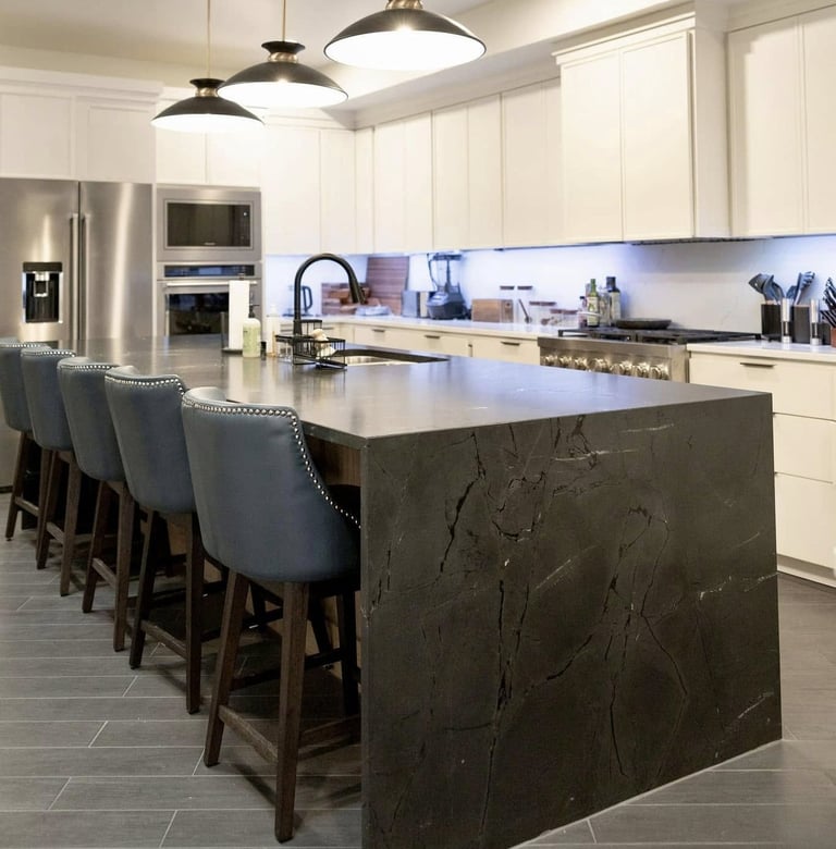 negresco quartzite kitchen island