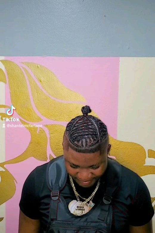 men-cornrow-pattern-fade-bun-montego-bay
