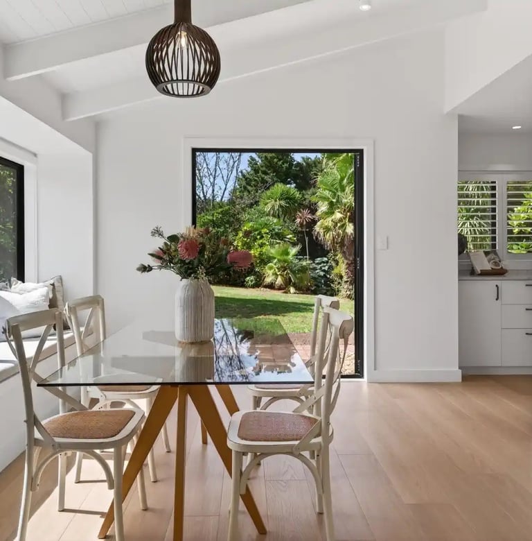 Kaiwaka Mangawhai Road home renovation - open plan dining room - CHR Builders