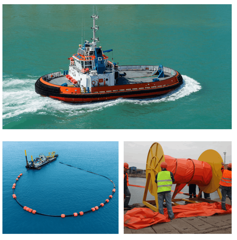 Oil spill recovery boom deployment system.