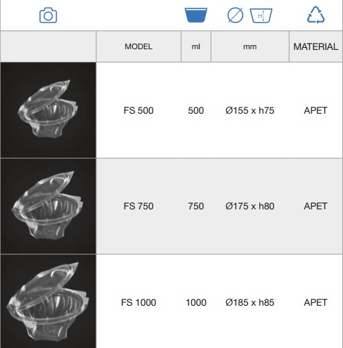 salad round container with hinged lid