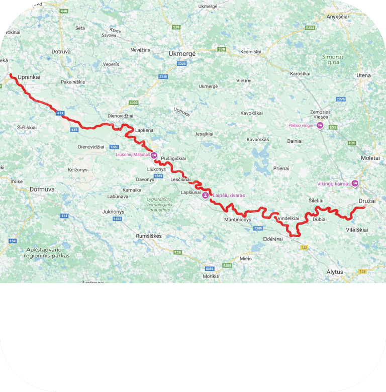 Trijų dienų maršrutas Družai - Vindeikiai - Liukonys - Upninkai