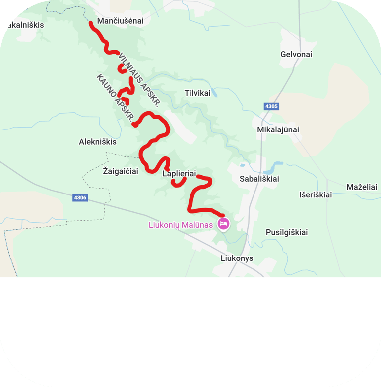 Vienos dienos maršrutas Liukonys - Mančiušėnai