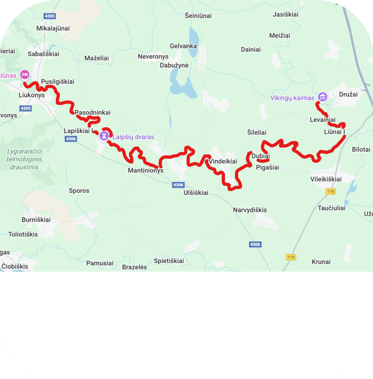 Dviejų dienų maršrutas Družai - Vindeikiai - Liukonys