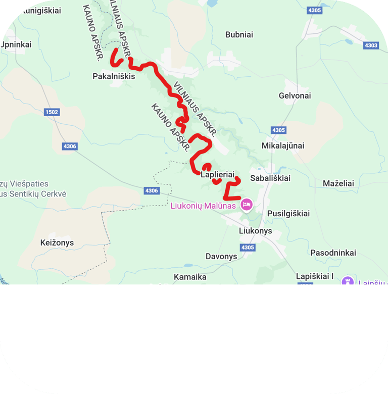 Viemos dienos maršrutas Liukonys - Paširvinčiai