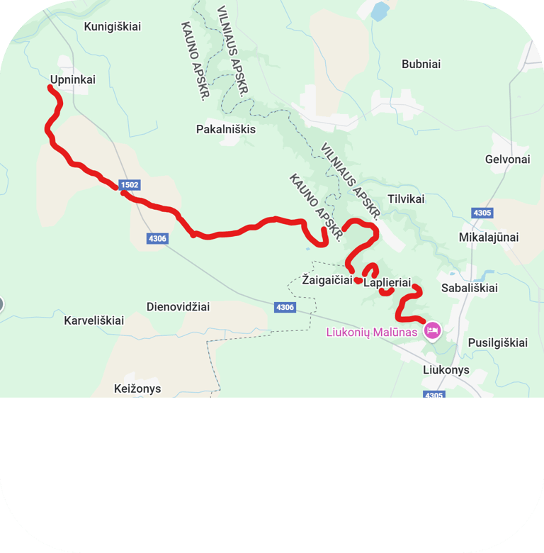 Vienos dienos maršrutas Liukonys - Upninkai