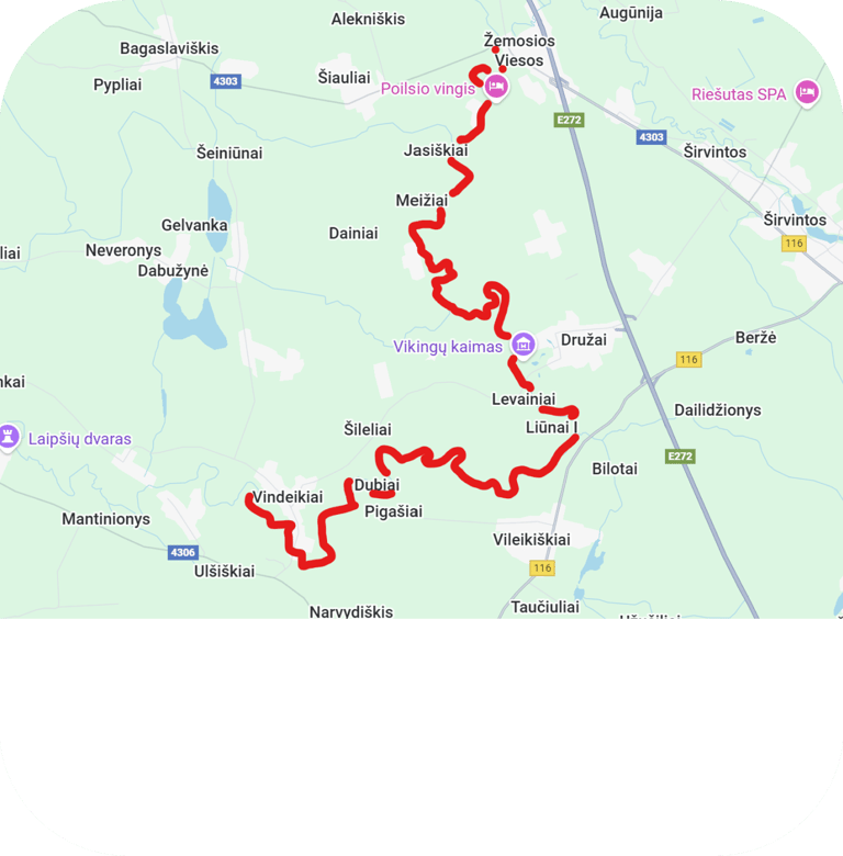 Vienos dienos maršrutas Viesos - Vindeikiai