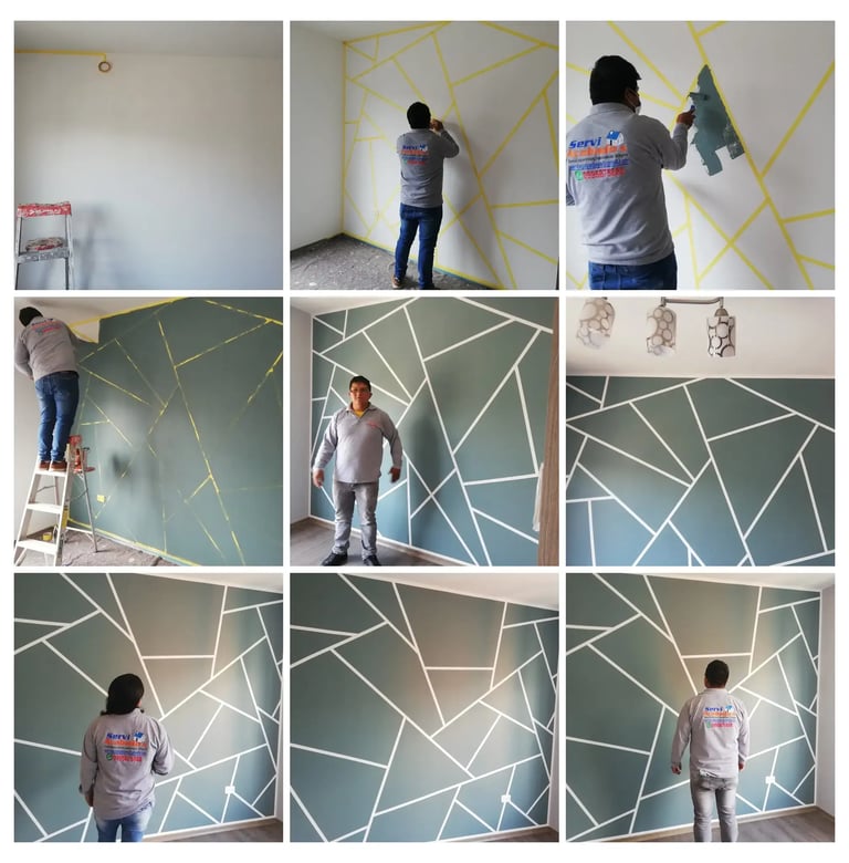 Pintura Decorativa mosaicos geométricos verde nosotros lo hacemos por tí