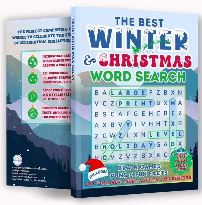 The Best Winter & Christmas Word Search Puzzle Book For Kids, Teens, & Adults