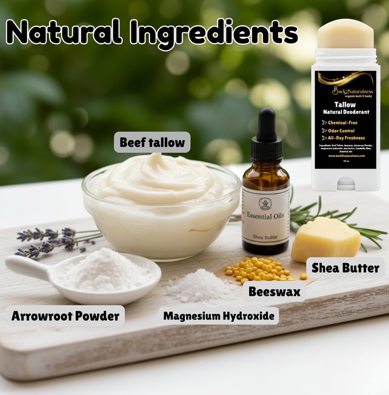 an image of Back2naturalness Tallow Deodorant natural ingredients
