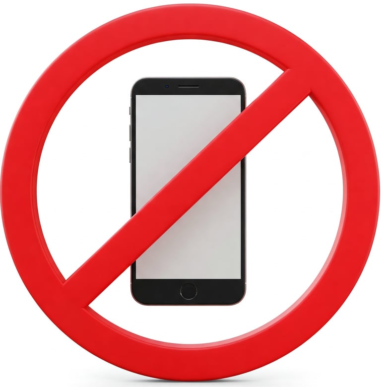 imagen de prohibicion de telefono movil.